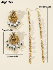 1 Cặp bông tai hình giọt nước phong cách Bohemian cổ điển phóng đại, bông tai cổ điển độc đáo, phụ kiện dự tiệc thời trang - màu vàng cổ xưa - Xem 4