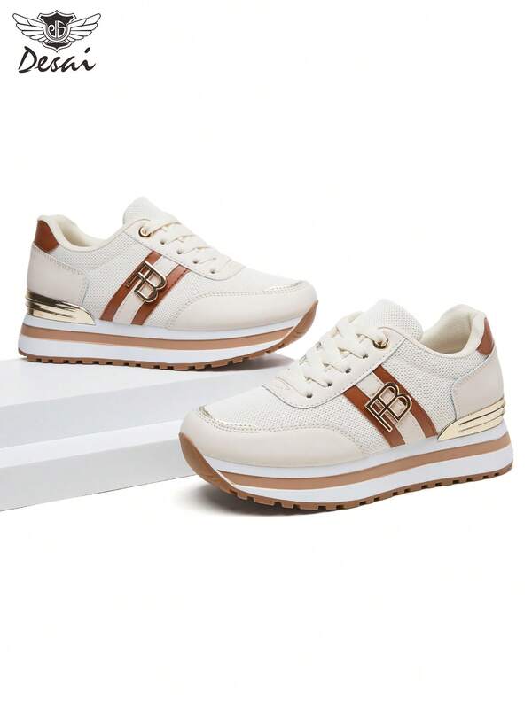DESAI Modische, bequeme, leichte Sportschuhe, rutschfest, strapazierfähige Freizeitschuhe, einfarbig, Schnürung mit Buchstaben, Walkingschuhe