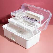 1pc Large Capacity Home Medicine Cabinet, 3-Tier Divided Medicine Cabinet, Portable Home First Aid Box, Moisture-Proof And Dust-Proof, Round Portable Handle, Suitable For Medicine Boxes And Bottles, Suitable For Bedroom, Living Room, Dorm And Other Spaces. - Multicolor - View 12