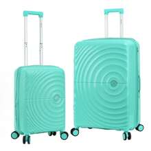 高级两件套行李箱，欧洲品牌，法国设计，大容量，静音轮，安全锁，防水耐用，1年保修，旅行必备，节日必备，优雅装饰，春季基本款，舒适的家庭旅行，特别的礼物，顶级，男女皆宜的鲜艳色彩对比，经济实惠的登机箱和行李箱 - AQUA BLUE - 查看 2
