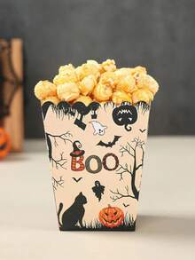 10 Pcs Halloween Popcorn Boxes,Black Cat Witch Designs Trick Or Treating Snack Candy Box,Halloween Decorations,Halloween Treat Cookie Container,Paper Food Box,Gift Packaging Box For Halloween Trick Or Treat Event,Home Decor,Kitchen Decor,Happy Halloween Party Decor,Halloween Party Supplies,Tableware Decoration