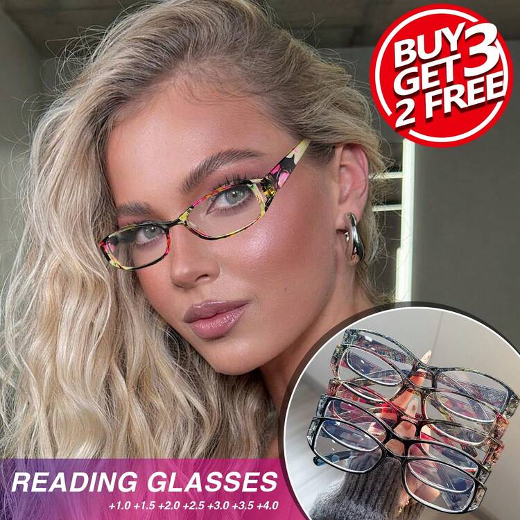 5pcs Fashionable Hollow Floral Frame Reading Glasses, Unique Print Super Lightweight Ladies Magnifying Glasses, High Definition Lens Unisex Portable Magnifier - 2 Black and Blue Flowers + 2 Red Flowers + Black Flowers - View 9