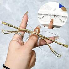 1 Stück/2 Stück/3 Stück Damen randlose leichte Mode Brillen mit klaren Gläsern für einen Vintage Look, klare Brillen Accessoires für Frauen