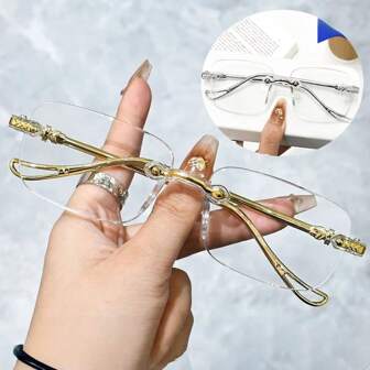 1 件/2 件/3 件女士无框轻便时尚眼镜透明镜片打造复古外观透明眼镜配件女士眼镜配件