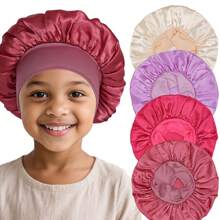 Awegeo 4 Packs Children's Bonnets: Stretchable, Printed Soft Satin Fashion Sleep Caps For Daily Use & Hair Protection - Multicolor - View 9