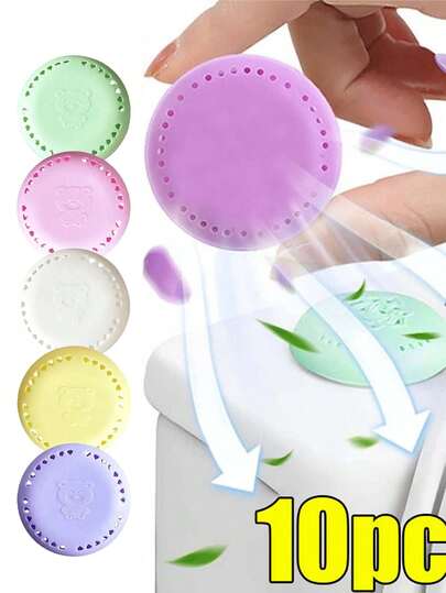 10 Stücke, Raumluftverbesserer für Innenräume (1 feste Box + 10 Dufttabletten), langanhaltender Duft-Diffuser, runde tragbare Duftklebebox für Badezimmer-Geruchsbeseitigung, Klimaanlagen-Lüftungsfilter, geeignet für Toiletten-Geruchsbeseitigung, Auto-Geruchsbeseitigung usw.