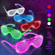 10pcs/Set LED Light Up Party Supplies - Glow In The Dark Party Favors With 5 LED Shutter Glasses, 5 LED Glow Bracelets - Neon Party Favors For Glow Party, Birthday, Wedding Supplies