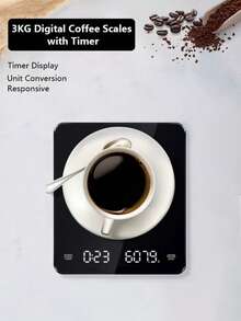 Digital Coffee Scale With Timer, LED Digital Electronic Drip Coffee Scale, Kitchen Scale, Black - Multicolor - View 4