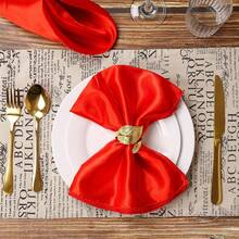 16pcs Gold Napkin Rings And 8pcs Satin Napkins Set, Smooth Fabric Napkins And Napkin Holders For Party, Personalized Napkins For Bridal Wedding, Banquet, Christmas (Red, 17" X 17") - Multicolor - View 9