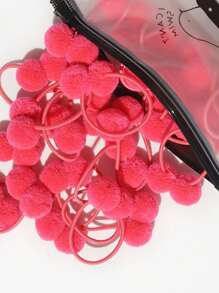 20 个 1.4 英寸小号纯色双层毛球 带弹力绳 手工制作发带 适合儿童女孩发饰