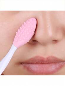 Silikon Gesichtsbürste, doppelseitige Mitesser Bürste, Silikon Nasenbürste, Lippenpflegebürste, doppelseitige Nasenbürste Gesichtswaschbürste Lippenpflege-Reinigungsstab Mitesser Reinigungsbürste Make-up Pinsel Akne Bürste, Silikon Mitesserentferner Gesichts-Akne-Peeling Abgestorbene Haut Lippen Akne Finger Nasen Reinigungsbürste Make-up Entfernung Massage
