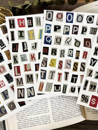 2/3/4 Sheets English Alphabet Number Symbol Label Sticker, Vintage Scrapbook Stickers, Colorful Cartoon Aesthetic Journaling Sticker, Reusable For Youngsters, Suitable For Thanksgiving And Christmas Letters Journal Scrapbook Decorations