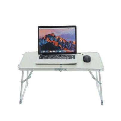 Lucn Computer Bed Table, Foldable Laptop Desk, Laptop Bed Tray Table, Lap Standing Desk - Folding Breakfast Serving Coffee Tray Notebook Stand Reading Holder, White, Unfolding Size 60 * 40 * 26 CM, White
