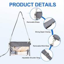 Back To School Stadium Approved Clear Crossbody Purse – Transparent PVC Shoulder Bag With Adjustable Strap - Xám - Xem 5