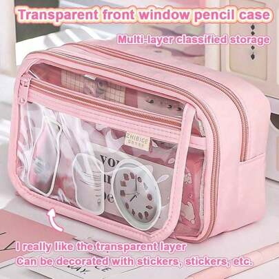 Estuche de lápices grande, estuche de papelería, caja de lápices, estuche de lápices de alta capacidad, estuche de lápices portátil, caja de papelería, bolsa de cosméticos, regalo portátil, adecuado para oficina, escuela, adolescentes, niñas, niños