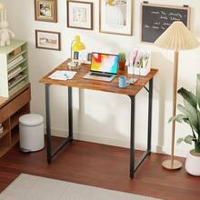 PayLessHere| 32 Inch Computer Desk| Brown| Office Desk With Metal Frame, Adjustable Feet|-Resistant, Scratchproof Surface| Sturdy Writing Table Home Office Or Study| Pack Of 1 - Cổ điển - Xem 3