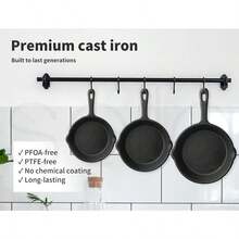 Non Stick Frying Pan Set, 3PCS Cast Iron Pan, Steak Skillet BBQ Induction Cookware Frypan, Kitchen Dinner Set Utensil Pans 17cm/21cm/27cm Dia.