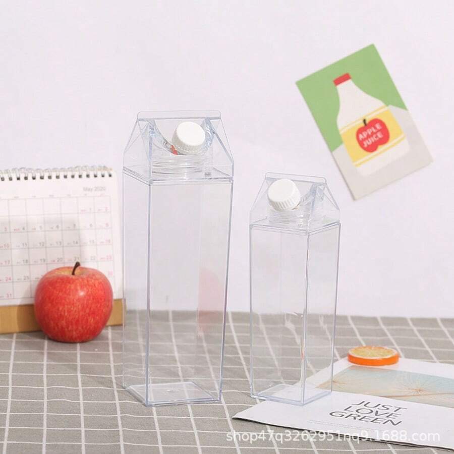 现货热销创意牛奶纸盒透明水杯保鲜便携杯简约塑料杯牛奶杯 - 彩色 - 查看 1