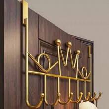 1 pieza Perchero de pared moderno de hierro fundido, colgador de metal sin taladro para toallas, batas, chaquetas - Almacenamiento para el hogar en el dormitorio