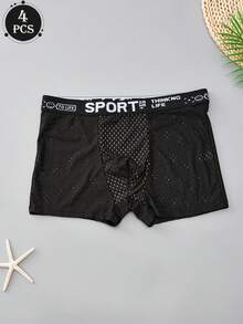 Męska, 4-częściowa, wygodna, sportowa, perforowana bielizna męska na płaskim obcasie, swobodna i oddychająca
