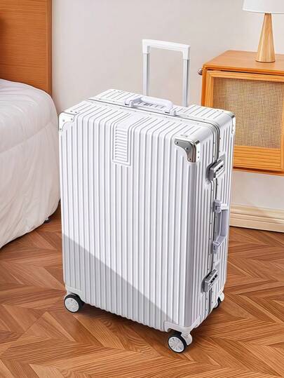 Valigia da cabina da 20 pollici con telaio in alluminio, valigia rigida ABC con ruote girevoli e lucchetto TSA, valigia da cabina con ruote girevoli in alluminio (ABC+Alluminio), per viaggi, scuola, campeggio, guida, regalo per donne/uomini - impermeabile, antifurto, valigia retrò, ruote silenziose, custodia per password da viaggio, borsa da viaggio semplice e versatile per uomo - Premium