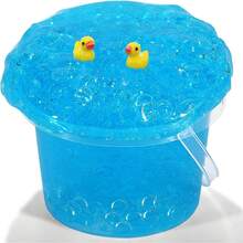 Premade Sky Blue Jelly Cube Glimmer Crunchy Crystal Slime, Includes 4 Sets Of Add-Ins, Sensory And Tactile Stimulation, Stress Relief, Party Favors For Girls & Boys,Kids Christmas Gifts For Boys Girls(Random) - Việt quất xanh - Xem 2
