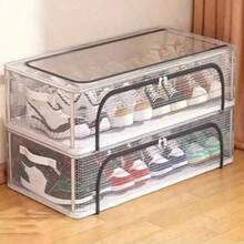 1 Kotak Penyimpanan Sepatu Persegi Panjang, Terbuat dari Bahan PVC Transparan, Tidak Tahan Air, Penyimpanan Multifungsi, Ditopang oleh Rangka Baja, Dilengkapi Dua Jendela yang Dapat Dilepas, Cocok untuk Sepatu Sneaker dan Sepatu Hak Tinggi, Penyimpanan di Bawah Tempat Tidur, Kotak Penyimpanan Sepatu Anti-Oksidasi Lipat Anti-Debu di Bawah Tempat Tidur Mobil - MultiWarna - View 1
