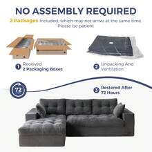 MAXYOYO L-Shaped Modular Sofa With Convertible Left/Right Ottoman,Cloud-Textured Tufted Cushions,Four Combinations,Sofa In A Box,No Assembly Required - 深灰色 - 查看 8