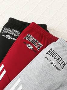 3pcs Toddler's BROOKLYN Letter Print Sweatpants, Casual Pants For Spring/Autumn
