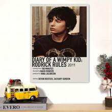 [2D Flat] 1pc Frameless Canvas Wall Art Print - "A Diary Of A Wilpy" Rodrick Rules 2011 Movie Poster, Modern Art Deco Style, Black Shirt Character Design, Ideal For Living Room, Bedroom, Office, Cafe Decor, 12x18 Inches, Office Artwork |   Vintage Poster |   Soft Canvas Material, Canvas Wall Art - trắng - Xem 3