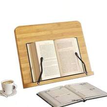 8pcs Adjustable Angle Wooden Book Stand - Ergonomic Book Holder With Metal Frame, Suitable For Adults And Students - Wood Color - View 7