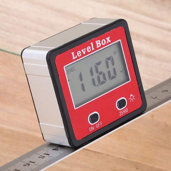 1 x Inclinometro digitale – Goniometro con base magnetica (0-360°), livella elettronica per misurazioni precise, display rosso – ideale per artigianato, edilizia e industria