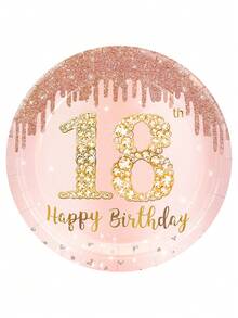 10 Stücke 18. Geburtstag Dekorationen für Prinzessin, Rosegold Geburtstags Party Dekorationen und Zubehör, inklusive Pappteller, Becher, Servietten, "Happy 18 Years" Geburtstags Party Geschirr Set für 18. Geburtstags Party Gastgeschenke