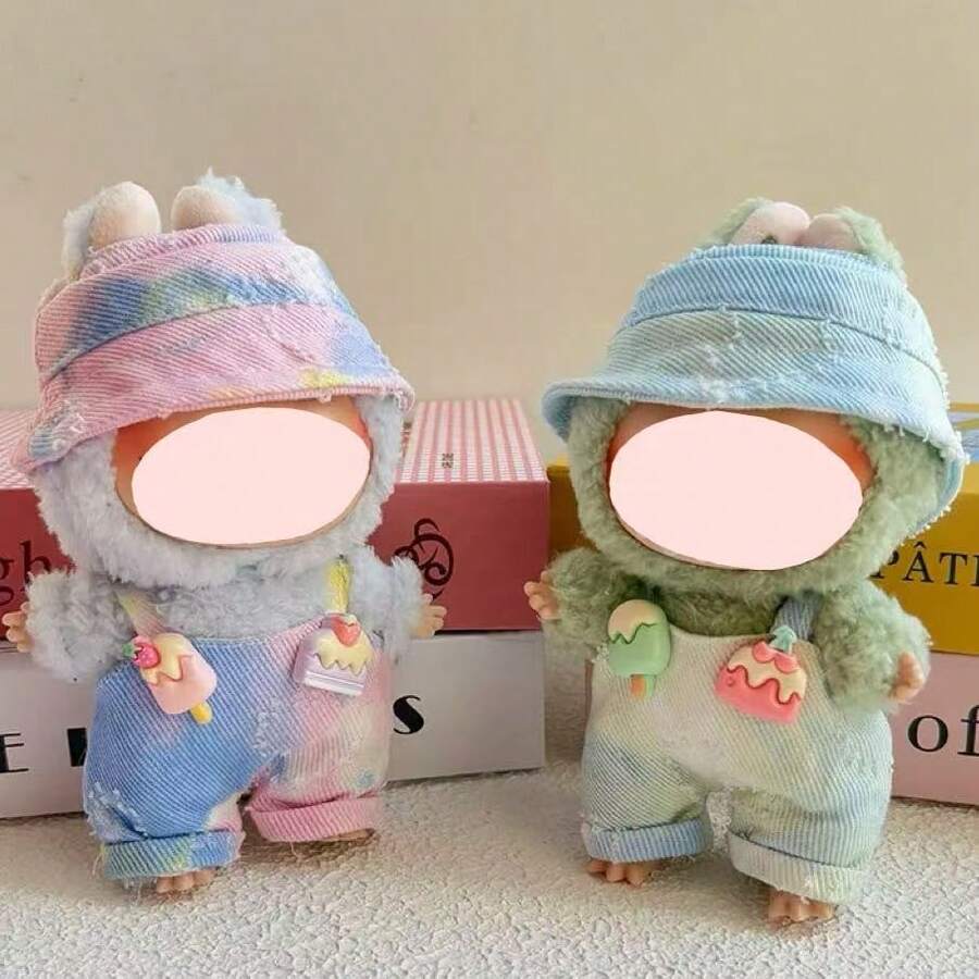 (Doll Clothes Only) For Labubu 17CM Vinyl Doll Labobo Blind Box Pendant, LBB Clothes 1st/2nd/3rd Generation, Cute Dopamine Ice Cream Doll Overalls Replacement Outfit - Multicolor - View 1