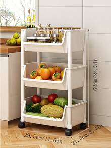 1pc New Thickened Small Trolley Storage Rack, Household Snack Floor Standing Multi-Layer Living Room Storage Book Shelf, Mobile Kitchen Fruit & Vegetable Basket Rack, Factory Wholesale