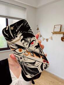 1 pieza Funda de teléfono con protección de lente mate y patrón de heterocromía de anime premium, compatible con series de Apple/OPPO/Vivo/Redmi