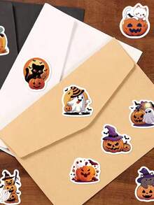 500pcs/Roll Pumpkin & Ghost Stickers, Funny DIY Decor For Notebook, Laptop, Cup, Planner, Envelope, Halloween Decoration - Multicolor - View 4