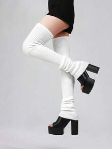 1 đôi tất dệt kim sọc dọc cao đến giữa bắp chân/đầu gối dành cho nữ, có nhiều màu sắc và kích cỡ, thích hợp để mặc hàng ngày, dự tiệc, hẹn hò và biểu diễn trên sân khấu, Y2k, ấm áp - Nhiều màu - Xem 10