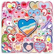 50PCS Heart-Shaped Doodle Stickers PVC Creative Journal Notebook, Valentine's Day Labels, Holiday Decorations, Mug & Notebook Decor Envelopes, Collage Materials, Craft Decorations, Gifts, Scrapbook Stickers, Christmas Decorations