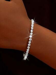 MONALLY 1pc Women's Fashion Bracelet, Inlaid With Cubic Zirconia, Luxurious And Exquisite Design, Suitable For Daily Gatherings, Festivals, Banquets And Gifts - Chain Bracelet - View 1