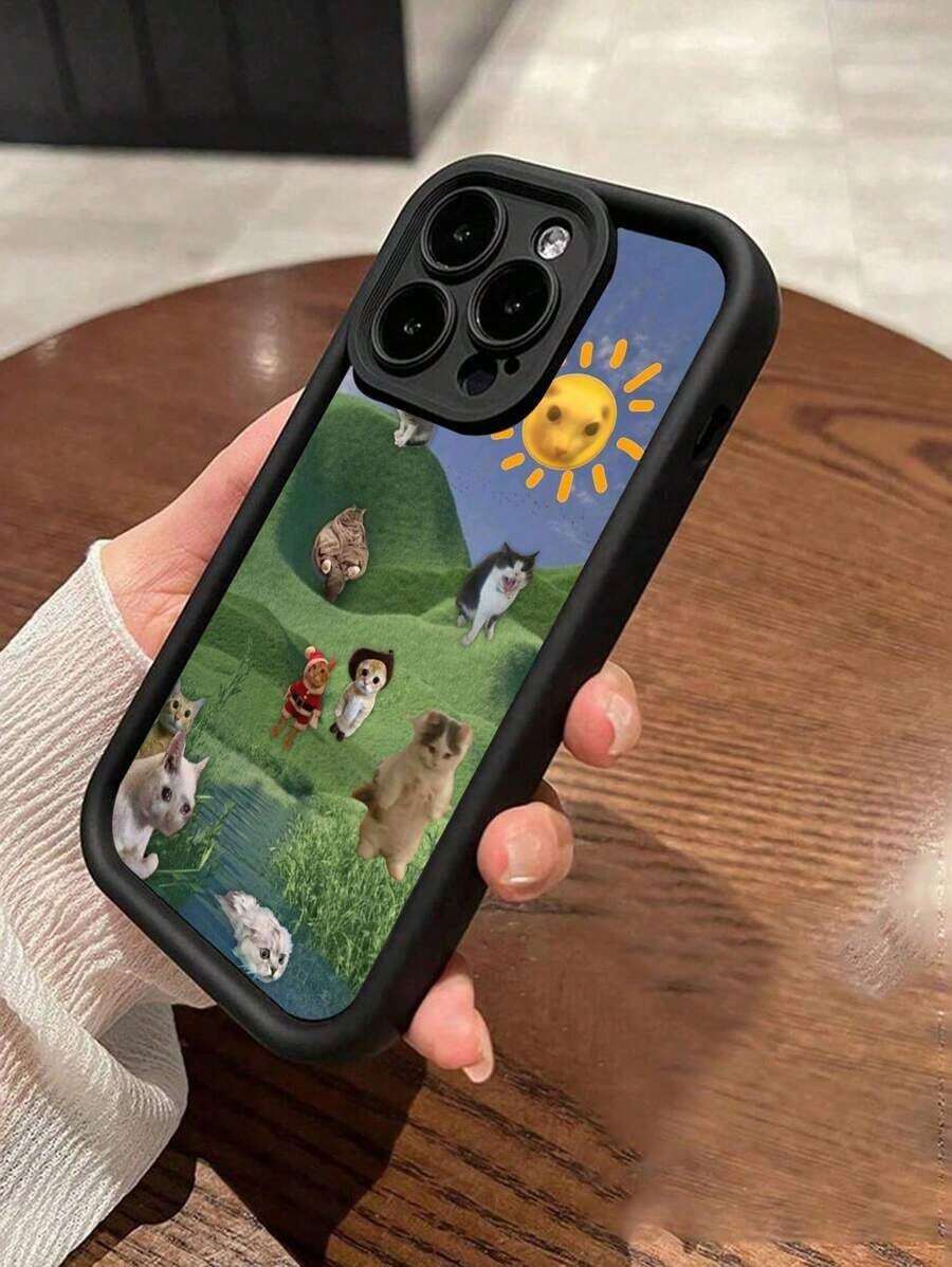 Brighten Up Your  With A Cat MeMe Pattern Simple Thickened Anti-Fall Phone Case Compatible With  Waterproof Shockproof Scratch ResistantFOR-YOUR-BELOVED-PHONE Christmas Gifts Christmas Gifts - 款式1(1件) - 查看 1