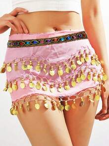 Belly Dance Hip Scarf Women's Belly Dance Costume Skirt Wrap For Dance Or Yoga Class Coins Belly Dance Hip Scarf Belt Halloween Costume Accessory