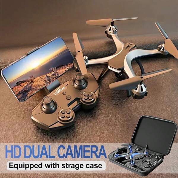Helicóptero de control remoto JS-801, resistente a choques, con fotografía aérea de alta definición, drone de juguete con cámara dual HD, cuatro ejes, un solo clic y aterrizaje, fácil de operar, transmisión en tiempo real por WiFi, modo sin cabeza, mantenimiento de altura, con estuche de almacenamiento, regalo de Navidad, Halloween, Acción de Gracias
