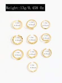 10pcs Cute Bow, Heart, Footprint Print Open Toe Rings, Multi-Element 8 Shape, Leaf, Infinity Symbol Toe Ring Set For Women - Gold - View 5