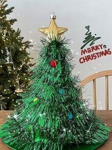 1 件圣诞树帽 - 节日派对必备耐用塑料节日摄影道具可手洗无羽毛趣味复活节和圣诞节礼物