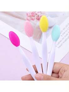 Silikon Gesichtsbürste, doppelseitige Mitesser Bürste, Silikon Nasenbürste, Lippenpflegebürste, doppelseitige Nasenbürste Gesichtswaschbürste Lippenpflege-Reinigungsstab Mitesser Reinigungsbürste Make-up Pinsel Akne Bürste, Silikon Mitesserentferner Gesichts-Akne-Peeling Abgestorbene Haut Lippen Akne Finger Nasen Reinigungsbürste Make-up Entfernung Massage