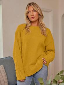 Women's Oversized Sweaters Fuzzy Chunky Warm Pullover Sweater - 黃色 - 查看 4