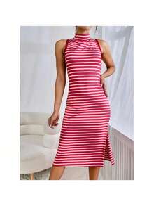 Women Long Dresses - Burgundy - View 2