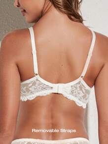 Sujetador de encaje con efecto push-up para mujer, con aros acolchados cómodos, de tacto suave y acogedor, con tirantes ajustables, lencería casual para uso en casa y diario