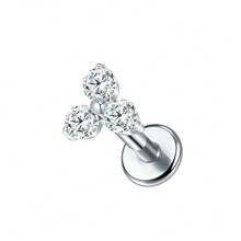 1 chiếc khuyên tai dạng đinh tán ren trong bằng titan đính đá Zirconia trắng, thích hợp cho xỏ khuyên vành tai và sụn tai dành cho nữ. - TC360 - Xem 8